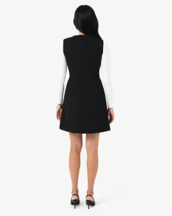 Forcast Beth Asymmetric Mini Dress Black New