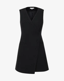 Forcast Beth Asymmetric Mini Dress Black New