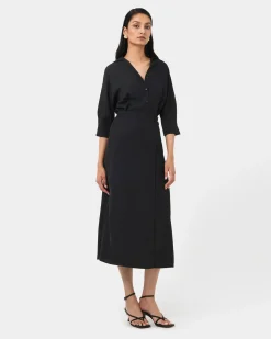 Forcast Betty Wrap Tie Dress Black Discount