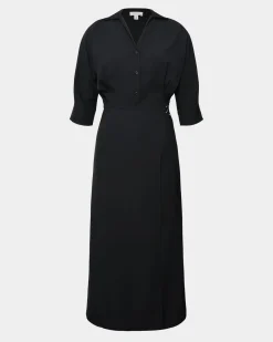 Forcast Betty Wrap Tie Dress Black Discount