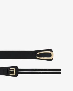 Forcast Biface Leather Belt Black New