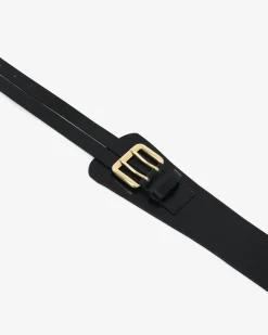 Forcast Biface Leather Belt Black New