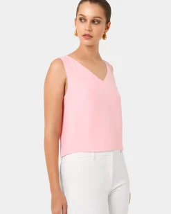 Forcast Blair V-neck Crop Top Pink Clearance