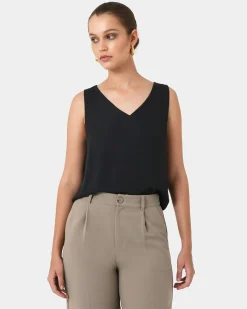 Forcast Blair V-neck Crop Top Black