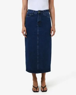 Forcast Bondi Denim Column Skirt Classic Blue Sale