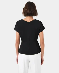 Forcast Bonnie Gathered Peplum Top Black Hot