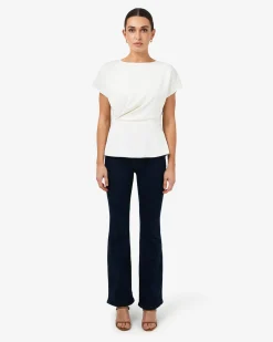 Forcast Bonnie Gathered Peplum Top Ivory Hot