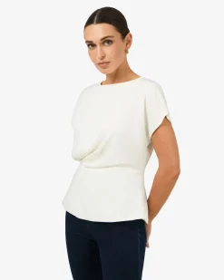 Forcast Bonnie Gathered Peplum Top Ivory Hot