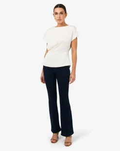 Forcast Bonnie Gathered Peplum Top Ivory Hot