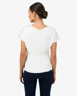 Forcast Bonnie Gathered Peplum Top Ivory Hot