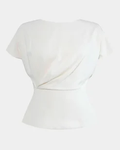 Forcast Bonnie Gathered Peplum Top Ivory Hot