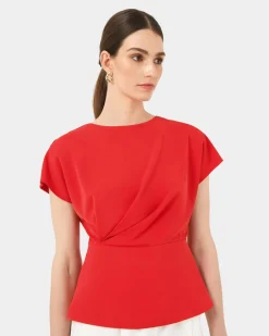 Forcast Bonnie Gathe Peplum Top Red Online
