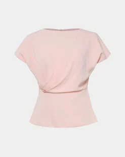 Forcast Bonnie Gathered Peplum Top Pastel Pink Hot