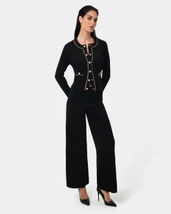 Forcast Brianna Wide Leg Knit Pants Black New