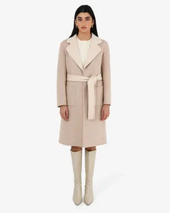 Forcast Camille Wool Tie Coat Oat Marle Discount