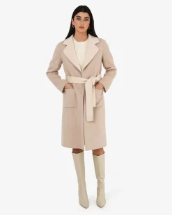 Forcast Camille Wool Tie Coat Oat Marle Discount