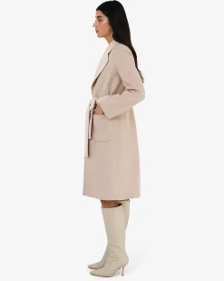 Forcast Camille Wool Tie Coat Oat Marle Discount