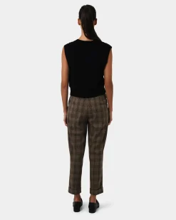 Forcast Candice Straight Leg Pants Brown Checks Online