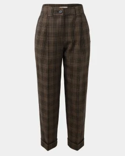 Forcast Candice Straight Leg Pants Brown Checks Online