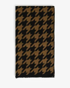 Forcast Carina Houndstooth Scarf Camel & Black Clearance