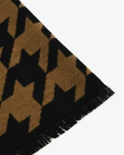Forcast Carina Houndstooth Scarf Camel & Black Clearance