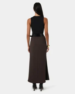 Forcast Caris Flared Maxi Skirt Chocolate Discount
