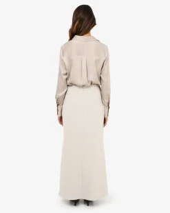 Forcast Caris Flared Maxi Skirt Greige Discount