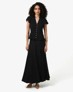Forcast Carissa Gathered Sleeve Top Black Hot