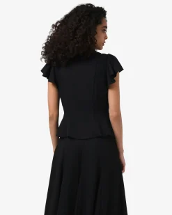 Forcast Carissa Gathered Sleeve Top Black Hot