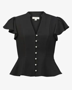 Forcast Carissa Gathered Sleeve Top Black Hot
