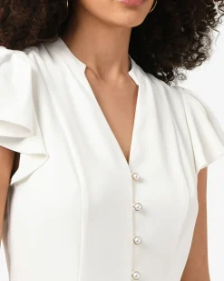 Forcast Carissa Gathered Sleeve Top White Outlet