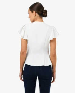 Forcast Carissa Gathered Sleeve Top White Outlet