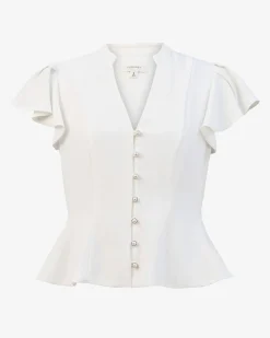 Forcast Carissa Gathered Sleeve Top White Outlet