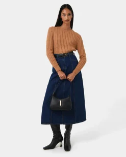 Forcast Carmen Panel Denim Skirt Indigo Blue Best