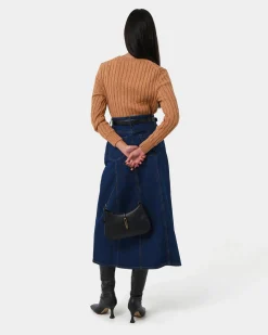 Forcast Carmen Panel Denim Skirt Indigo Blue Best
