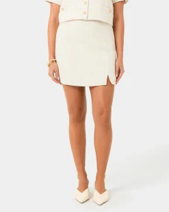 Forcast Carmen Tweed A-line Skirt Ivory Best
