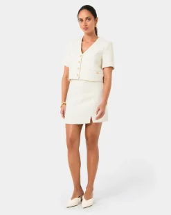Forcast Carmen Tweed A-line Skirt Ivory Best