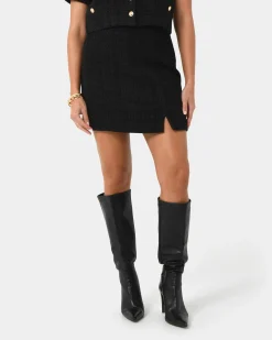 Forcast Carmen Tweed A-line Skirt Black Outlet