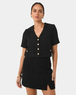 Forcast Carmen Tweed A-line Skirt Black Outlet