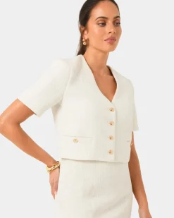 Forcast Carmen Tweed Crop Jacket Ivory Clearance