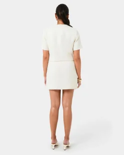 Forcast Carmen Tweed Crop Jacket Ivory Clearance
