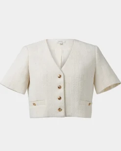 Forcast Carmen Tweed Crop Jacket Ivory Clearance