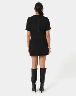 Forcast Carmen Tweed Crop Jacket Black Hot