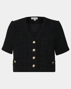 Forcast Carmen Tweed Crop Jacket Black Hot