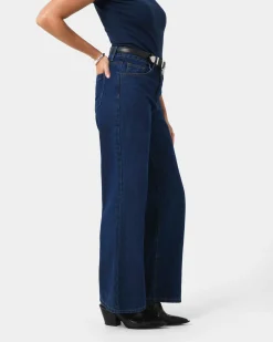 Forcast Carmen Wide Leg Jeans Indigo Blue Clearance