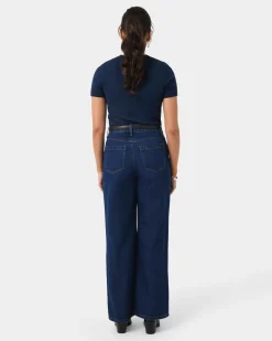 Forcast Carmen Wide Leg Jeans Indigo Blue Clearance