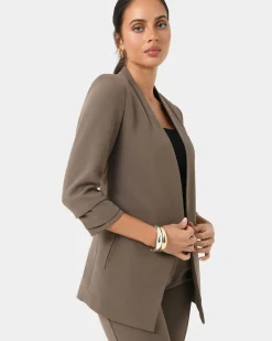 Forcast Carter 2 Collarless Blazer Sepia