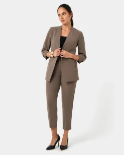 Forcast Carter 2 Collarless Blazer Sepia
