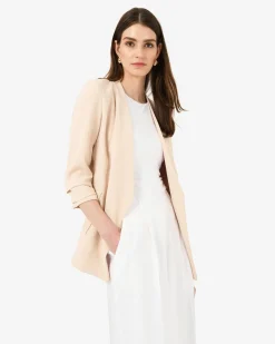 Forcast Carter 2 Collarless Blazer Ecru Outlet