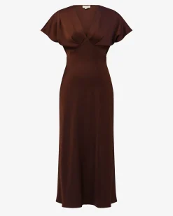 Forcast Catalina V-neck Satin Dress Brick Outlet